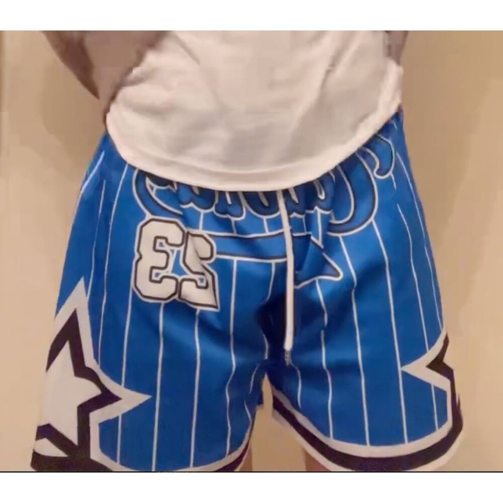 Shein Vintage Super Rare Basketball Dazzle Shorts Silky Blue White Medium